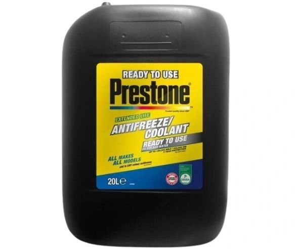 Large 20L container of Prestone Ready-to-Use Coolant, bulk radiator coolant in Kenya for fleets and garages.